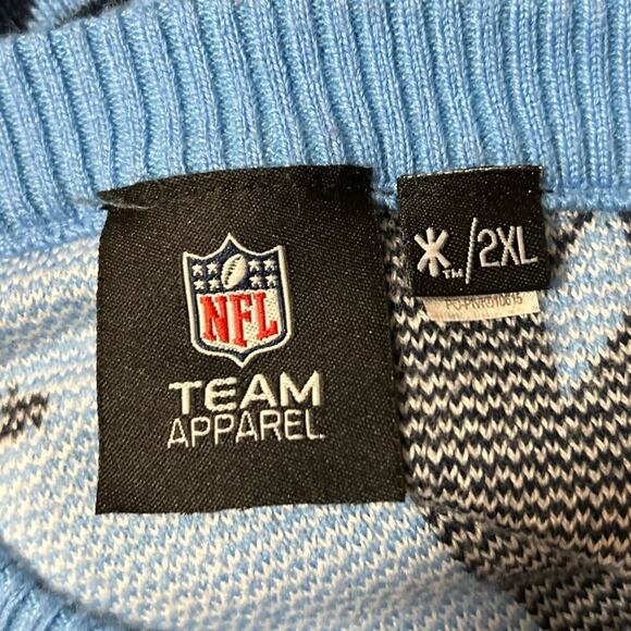 NFL‎ Team Apparel Men's TN Titans Ugly Christmas Sweater Blue Black Size 2XL - Picture 3 of 5